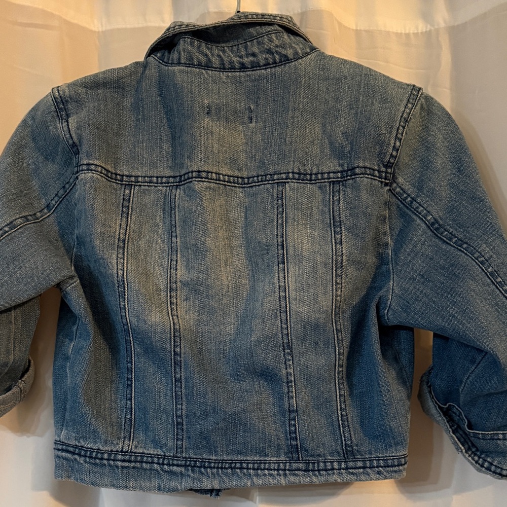 Y2K Cropped Denim Jacket Fitted Jean Jacket Early 2000s - Picture 7 of 10